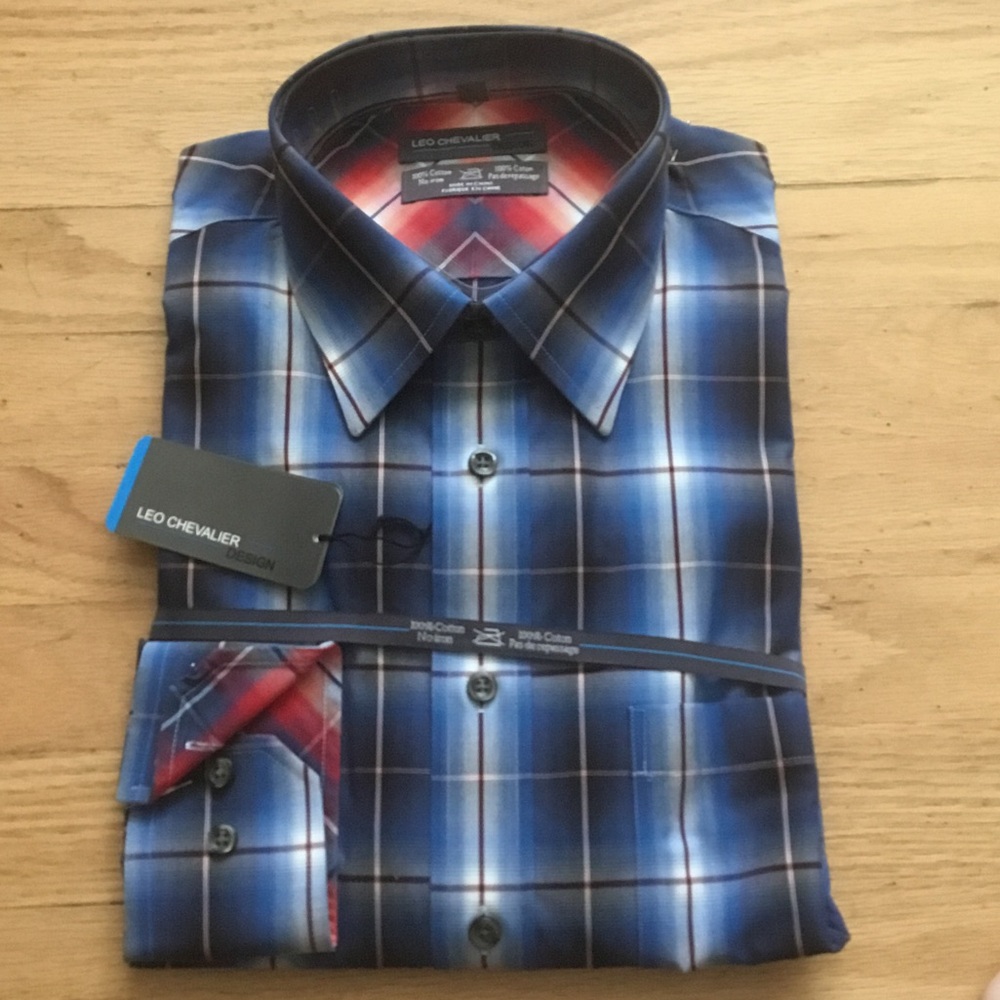 Blue Plaid Men’s Casual Button-Down Shirt